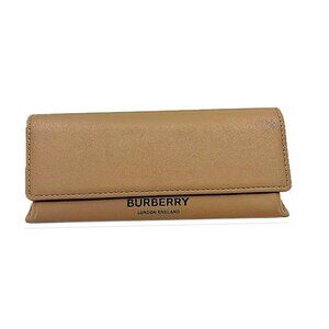 Burberry Triangular Eyeglass Case Cleaning Cloth Tan Leather Logo Unisex Italy